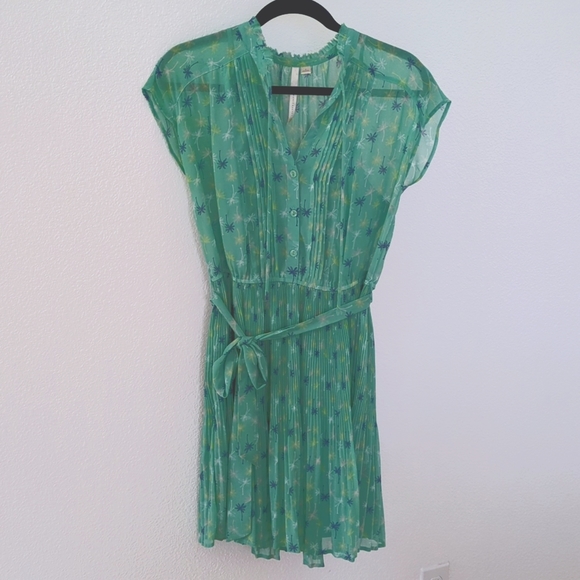 Lauren Conrad Green Palm Pattern Chiffon Dress - Picture 1 of 8